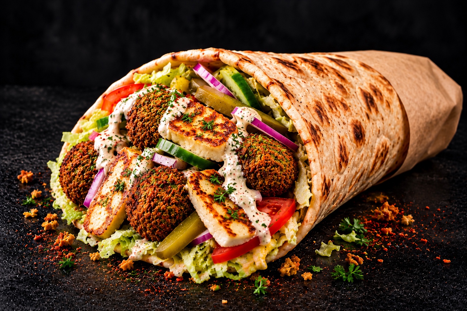 Falafel med Halloumi rulle